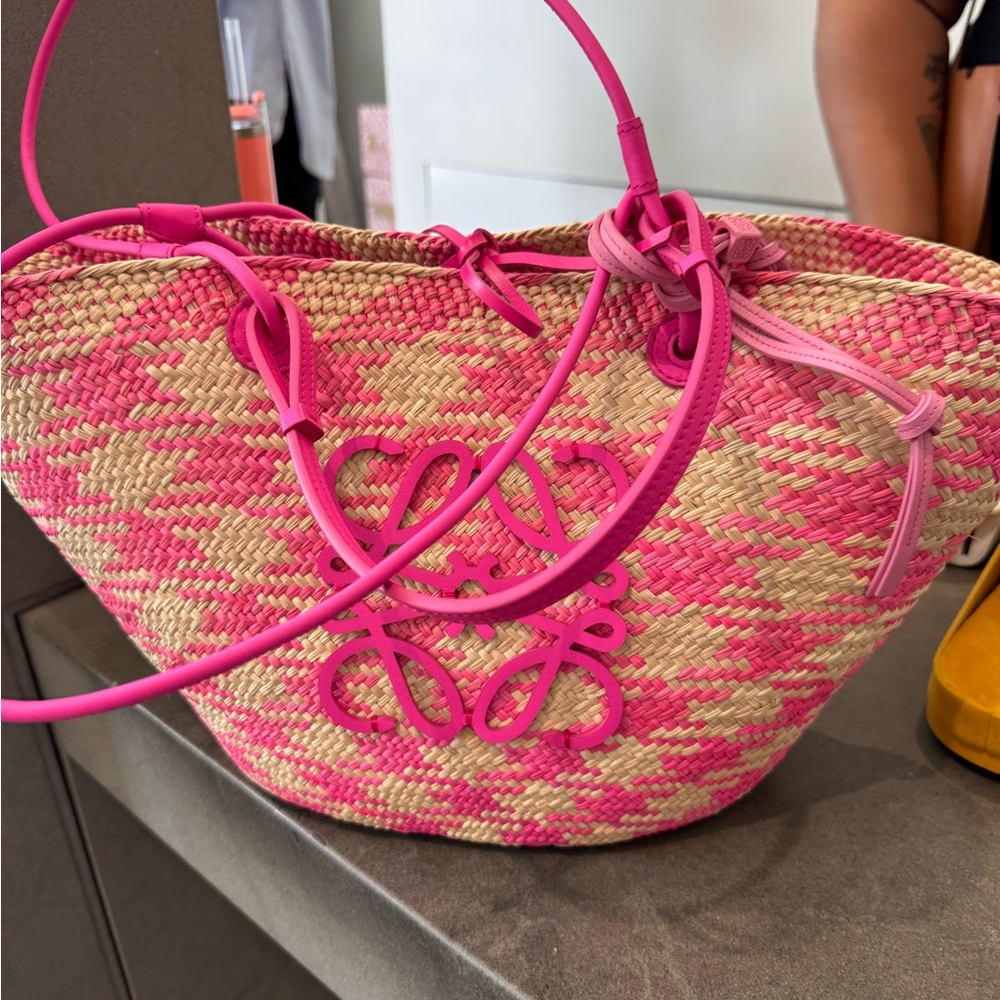 Loewe Vibrant Pink and Tan Shoulder Bag